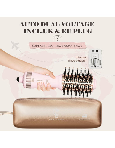 Cepillo Secador de Cabello HAIR TRENDS Doble Voltaje 2" Rosa