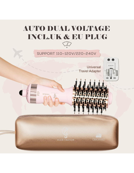 Cepillo Secador de Cabello HAIR TRENDS Doble Voltaje 2" Rosa