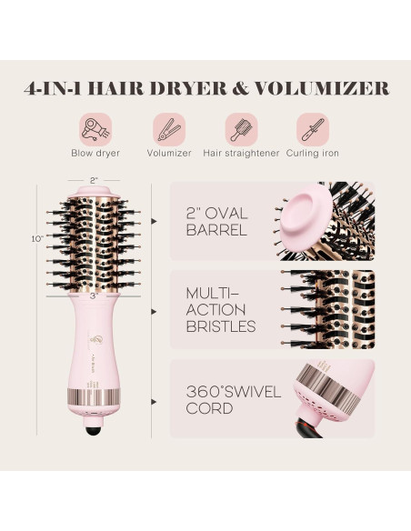 Cepillo Secador de Cabello HAIR TRENDS Doble Voltaje 2" Rosa