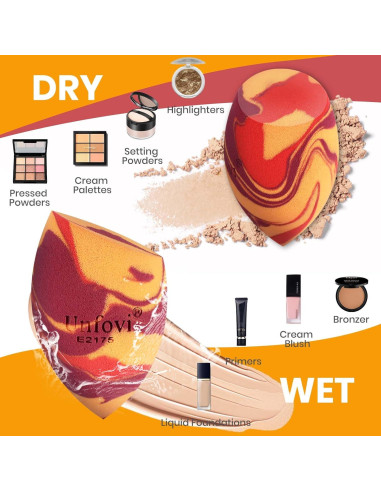 Esponjas de Maquillaje Tricolor Unfovi - 7 Piezas Sin Látex