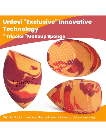 Esponjas de Maquillaje Tricolor Unfovi - 7 Piezas Sin Látex