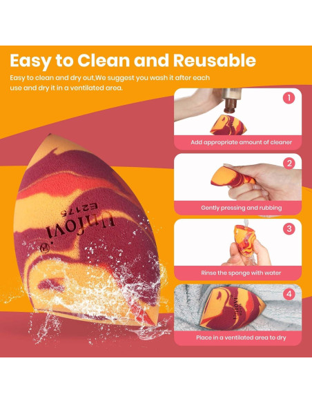 Esponjas de Maquillaje Tricolor Unfovi - 7 Piezas Sin Látex