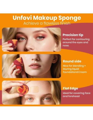 Esponjas de Maquillaje Tricolor Unfovi - 7 Piezas Sin Látex