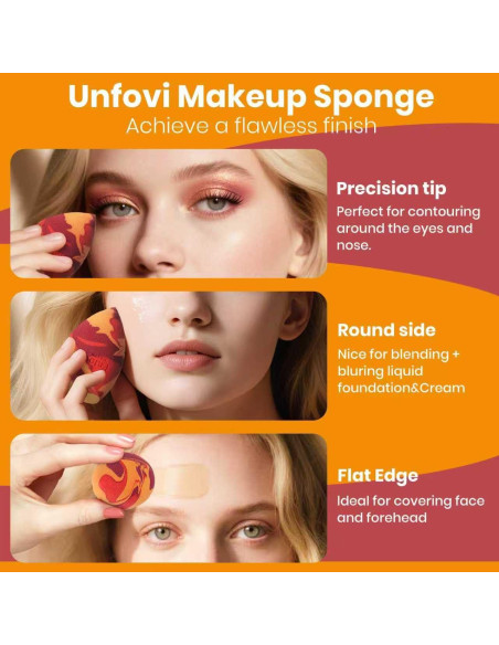 Esponjas de Maquillaje Tricolor Unfovi - 7 Piezas Sin Látex