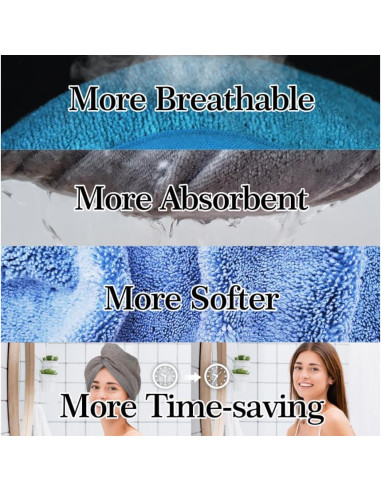 Toalla de Microfibra para el Cabello YoulerTex 2 Pcs Verde Aqua