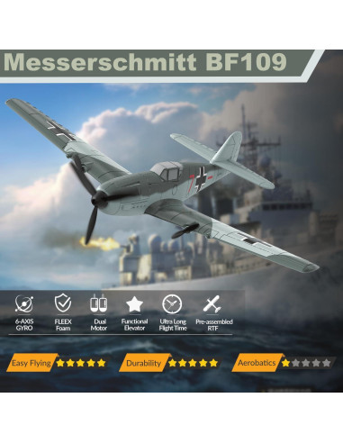 Avión RC ANBURI BF-109 2.4GHz 3 Canales con Giroscopio