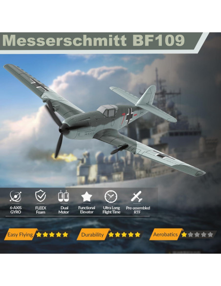 Avión RC ANBURI BF-109 2.4GHz 3 Canales con Giroscopio