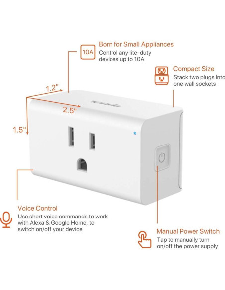 Enchufe Inteligente WiFi Tenda SP9 (2 Paquete) con Monitoreo de Energía
