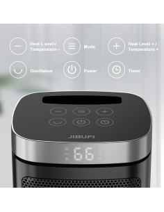 Calentador de espacio eléctrico JIBUFI 1500W portátil con control remoto 2