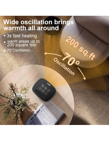 Calentador de espacio eléctrico JIBUFI 1500W portátil con control remoto