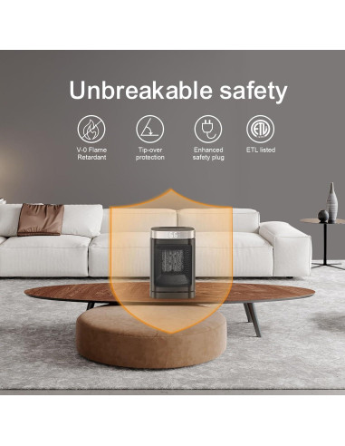 Calentador de espacio eléctrico JIBUFI 1500W portátil con control remoto