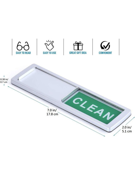Indicador Limpio Sucio Magnético TabEnter 17.78x5.08cm Plateado