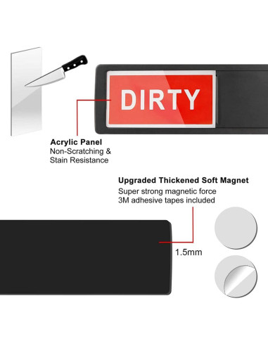 Indicador Limpio Sucio Magnético TabEnter 17.78x5.08cm Plateado