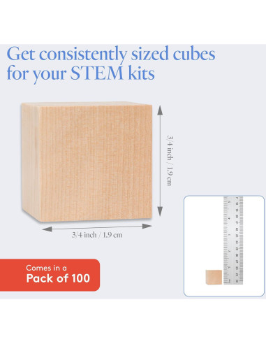 Cubos de Madera DIY 1.9 cm - Paquete de 100 Bloques Woodpeckers