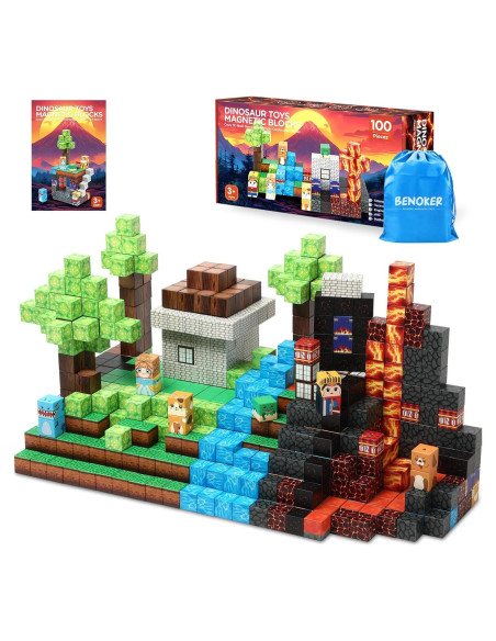 Bloques Magnéticos de Dinosaurio BENOKER 100 Piezas Juguete STEM