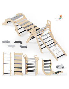 Conjunto de Escalada Montessori BlueWood 10 en 1 - Gris Crepúsculo