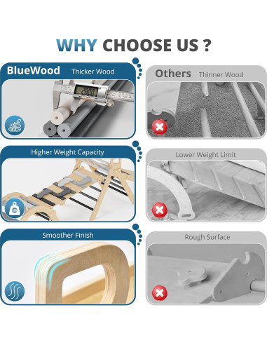 Conjunto de Escalada Montessori BlueWood 10 en 1 - Gris Crepúsculo