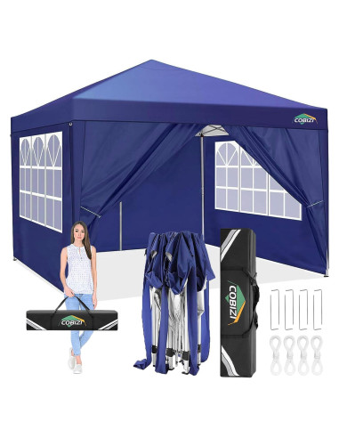 Carpa Plegable COBIZI 10x10m Impermeable con 4 Paredes Laterales