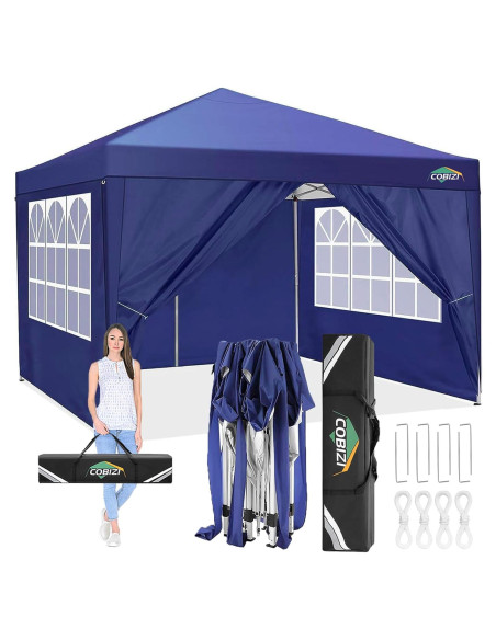 Carpa Plegable COBIZI 10x10m Impermeable con 4 Paredes Laterales
