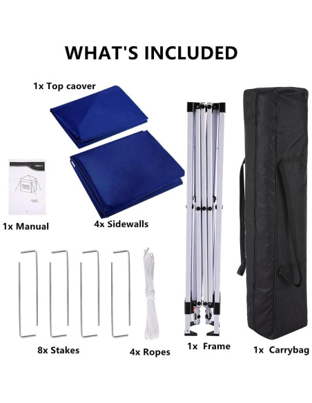 Carpa Plegable COBIZI 10x10m Impermeable con 4 Paredes Laterales