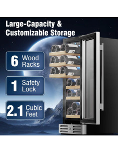 Refrigerador de Vino Kalamera 18 Botellas 30.48 cm Acero Inoxidable 2