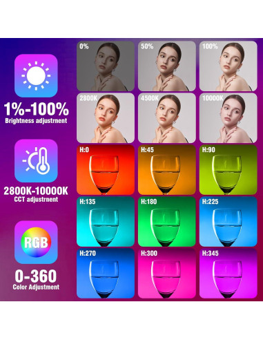 Varita de Luz LED RGB RONKOEN 2800K-10000K Control Remoto