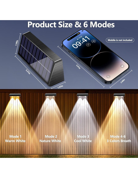 Luces Solares Brizled para Cercas IP65, 8 Piezas, 250 Lúmenes
