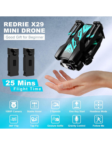 Mini Drone REDRIE X29 con Cámara 1080P y 2 Baterías