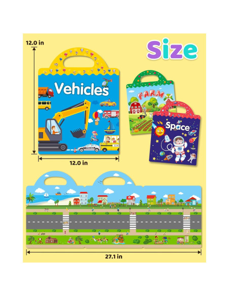 Libros de Pegatinas Reutilizables Benresive 3 Temas para Niños Libros de Pegatinas Reutilizables Benresive 3 Temas para Niños