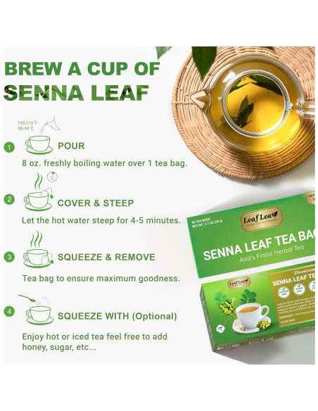 Té de Hoja de Senna LeafLea - 80 Bolsitas Laxante Natural