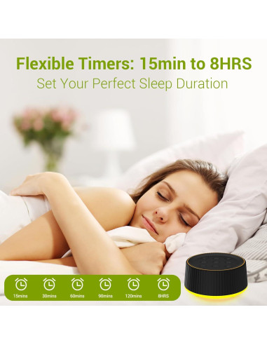 Máquina de Sonido Blanco BGOVERSS con 26 Sonidos y Luz Nocturna