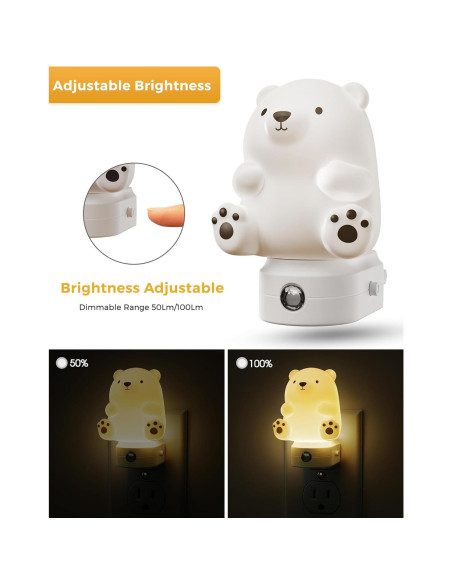 Luz Nocturna 3D Oso LOHAS LED para Niños, RGB y Blanco 3000K