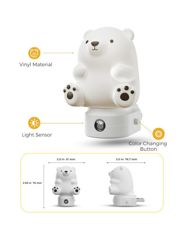 Luz Nocturna 3D Oso LOHAS LED para Niños, RGB y Blanco 3000K
