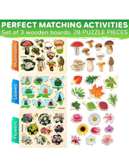 Rompecabezas de Madera QUOKKA - Set de 3 Juguetes Montessori para Niños 1-5 Años