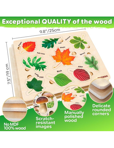 Rompecabezas de Madera QUOKKA - Set de 3 Juguetes Montessori para Niños 1-5 Años