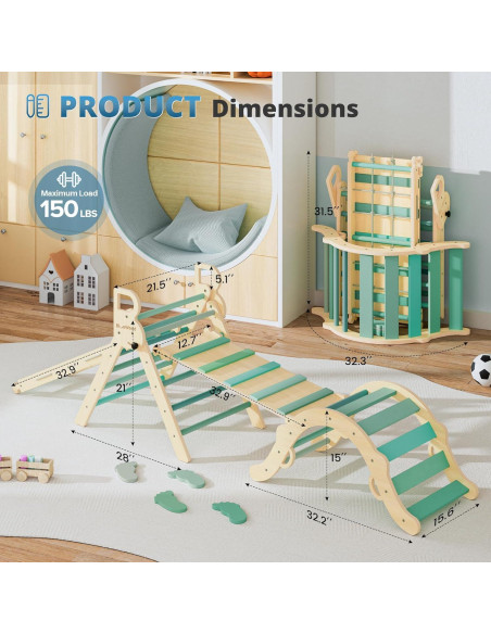 Conjunto de Escalada Montessori BlueWood 10 en 1 - Bosque Esmeralda