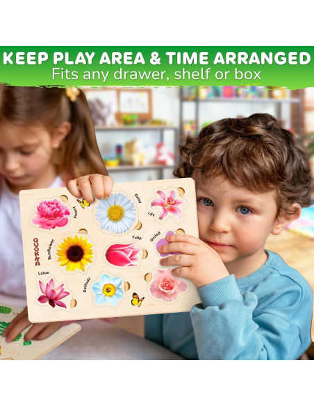 Rompecabezas de Madera QUOKKA - Set de 3 Juguetes Montessori para Niños 1-5 Años