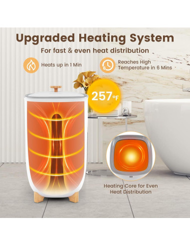 Calentador de Toallas Giantex 40L con Temporizador y Apagado Automático