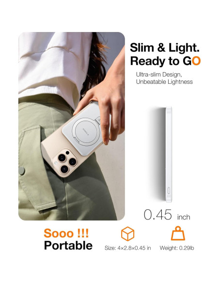 Cargador Portátil Magnético TORRAS EasyGo 5000mAh Blanco