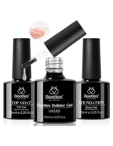 Set Gel Constructor y Top Coat Beetles 3Pcs 7.5ml Uñas