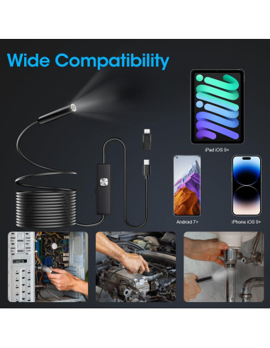 Endoscopio PAPIBLU 1920P HD 5m con Luz LED Ajustable