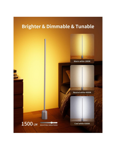 Lámpara de Esquina LED Ailofy 1500lm RGBW Control App Alexa