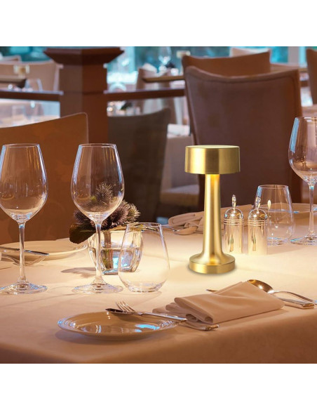 Lámpara de Mesa LED Portátil HPUFKOT Oro Metálico 3 Niveles