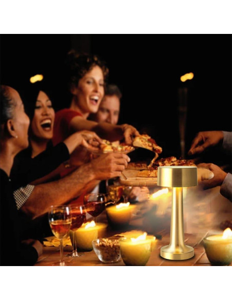 Lámpara de Mesa LED Portátil HPUFKOT Oro Metálico 3 Niveles