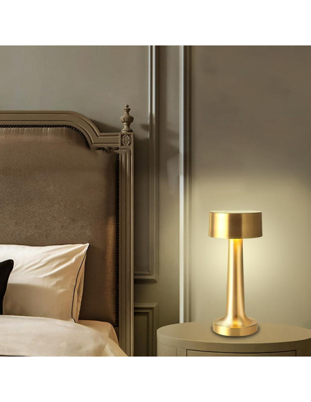 Lámpara de Mesa LED Portátil HPUFKOT Oro Metálico 3 Niveles