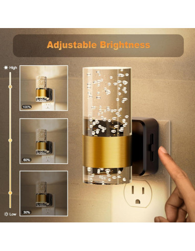 Luz Nocturna LED JandCase 3000K Regulable 2 Paquete