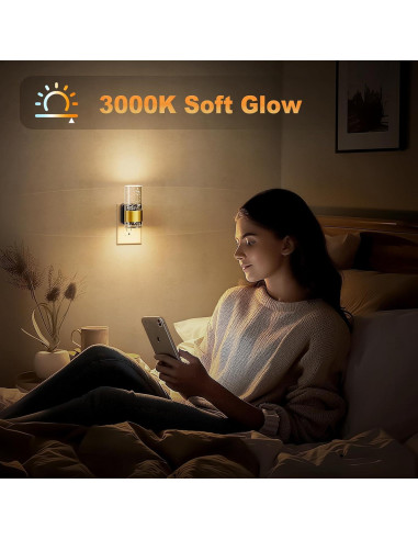 Luz Nocturna LED JandCase 3000K Regulable 2 Paquete