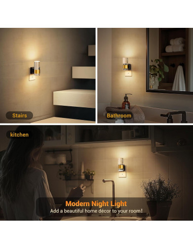 Luz Nocturna LED JandCase 3000K Regulable 2 Paquete