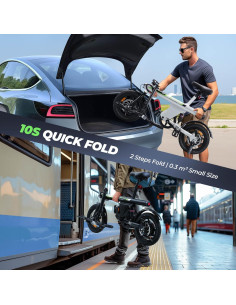 Bicicleta Eléctrica Isinwheel U1 Plegable 500W 35.56cm Blanca 2