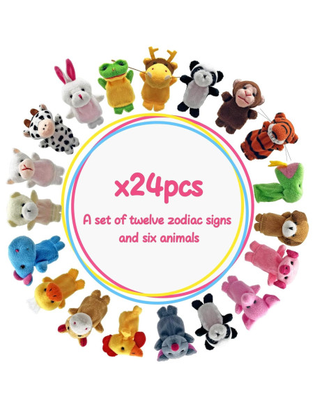 Juego de 24 Marionetas de Dedo XIPEGPA Animales Peluche